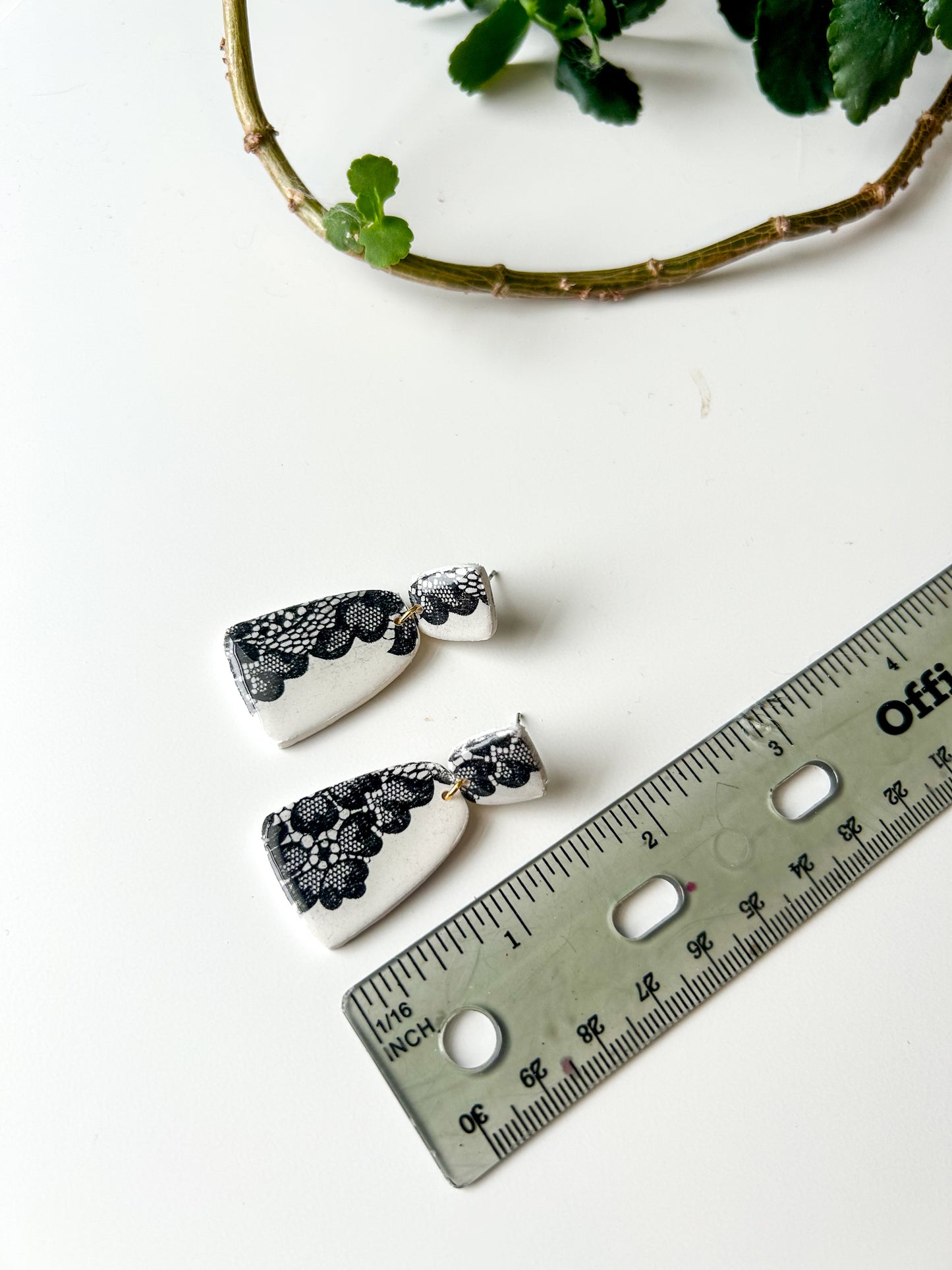 Black and White Lace Drop Dangles