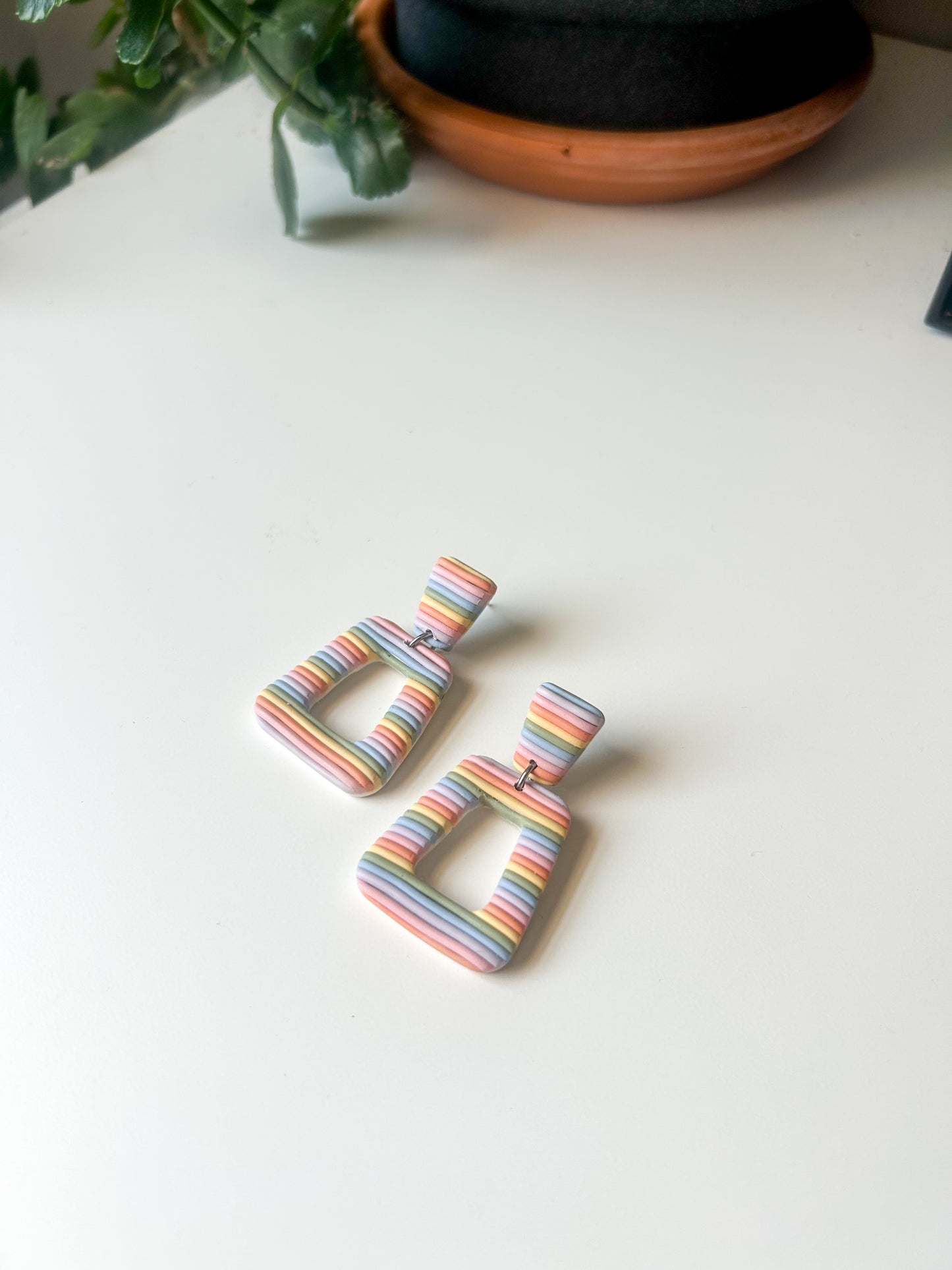 Rainbow Stripe Cutout Dangles