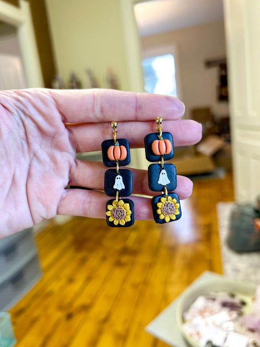 Spooky Triple Stack Square Dangles