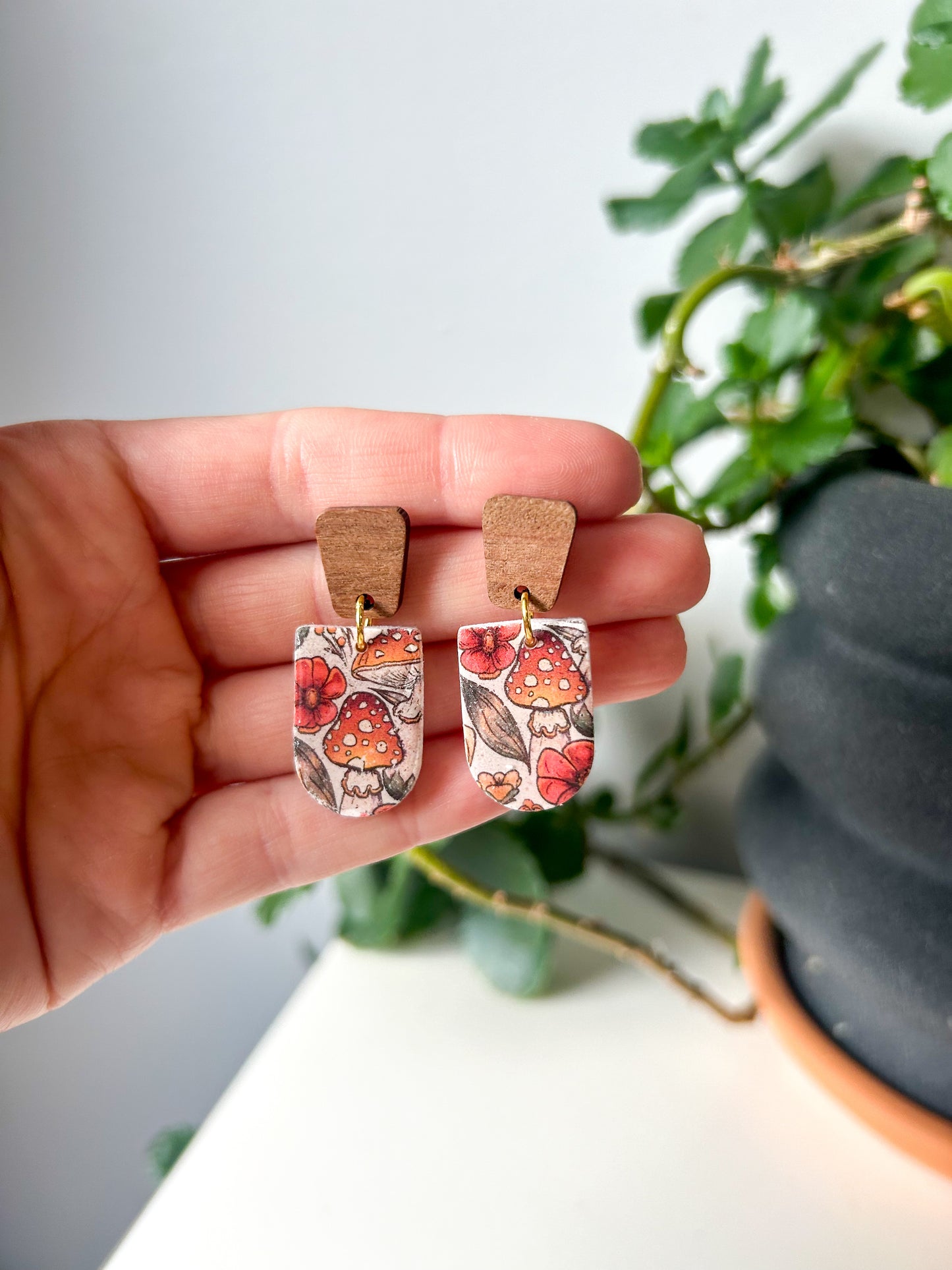 Mushroom Pattern Drop Dangles