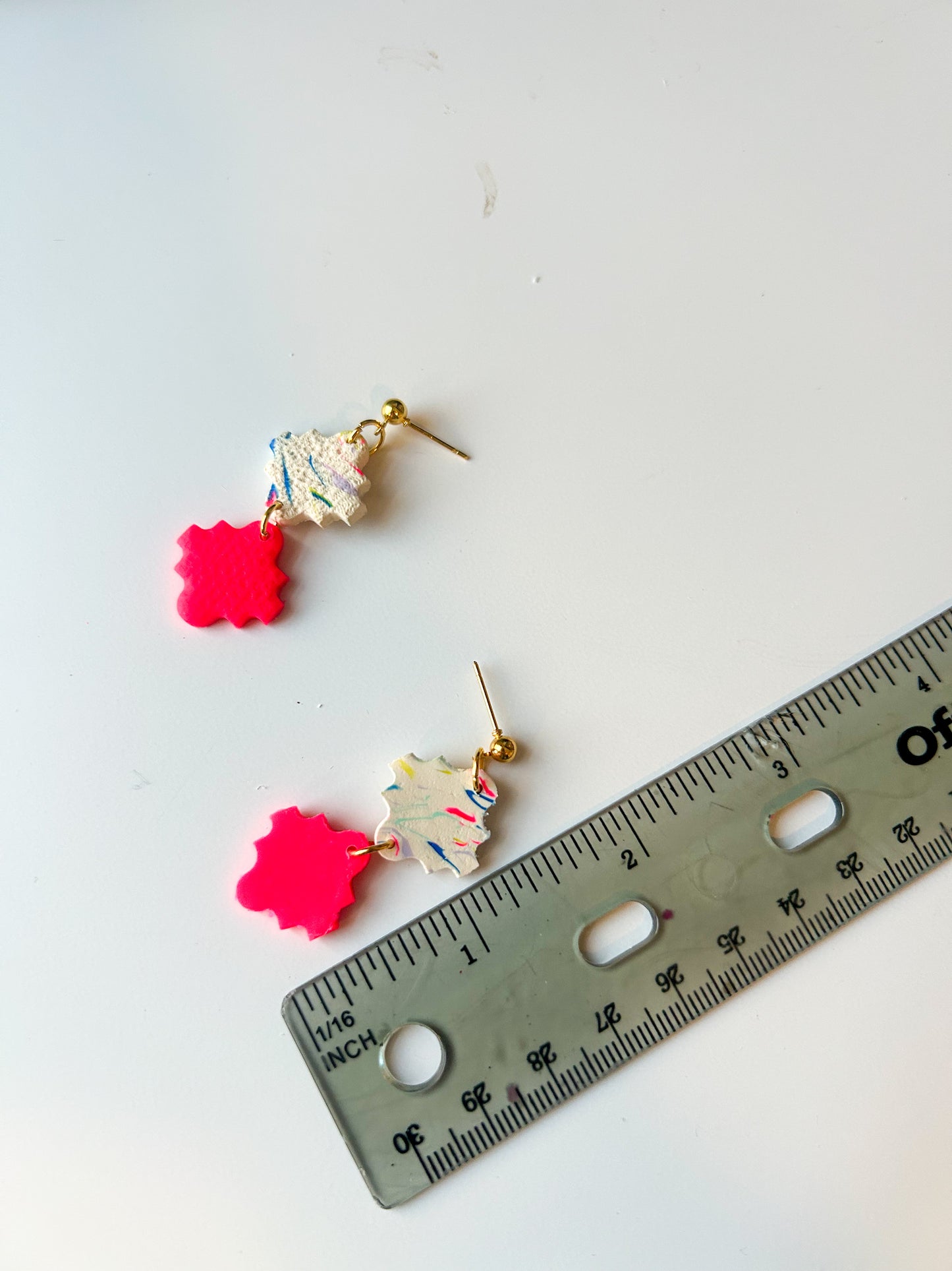 Confetti Swirl and Pink Diamond Dangles