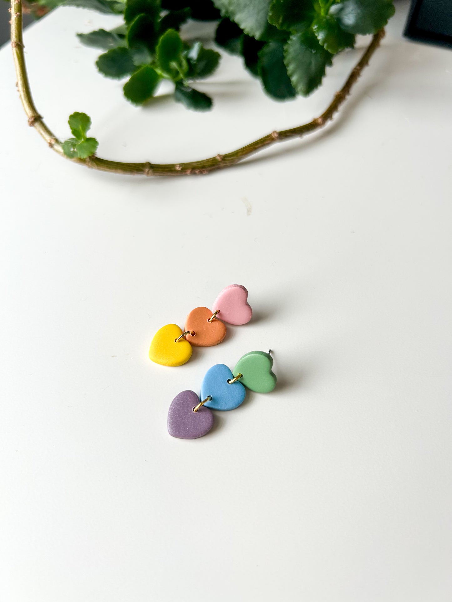 Rainbow Stacked Heart Dangles