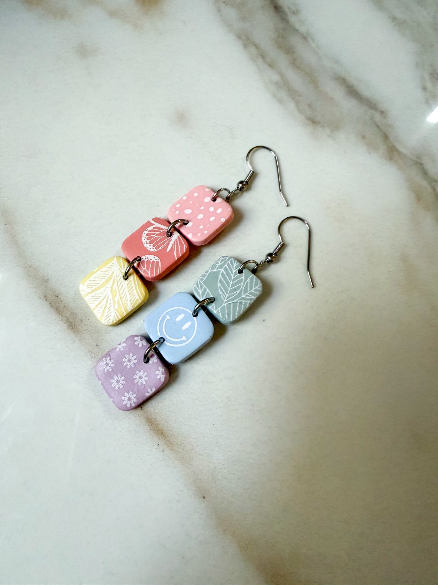 Patterned Rainbow Square Dangles