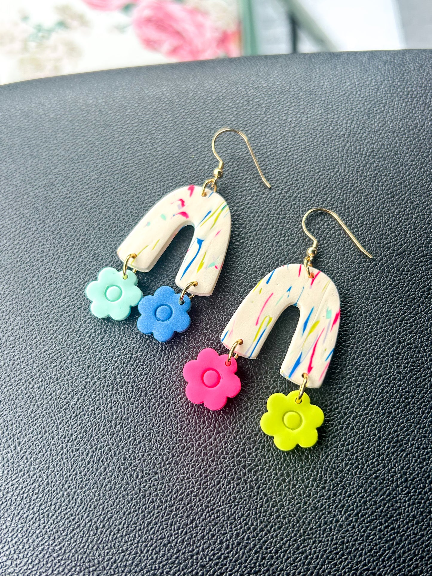 Confetti Swirl Flower Dangles