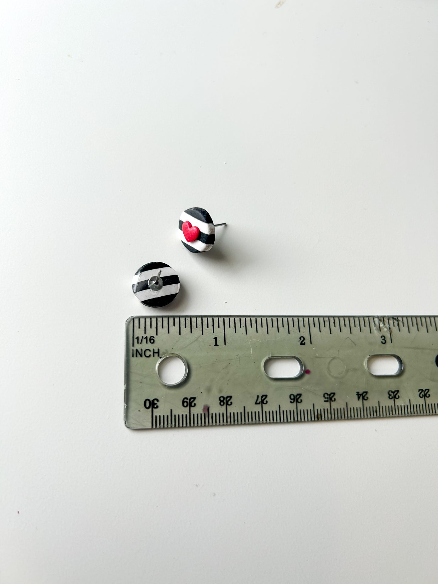 Stripe Heart Studs