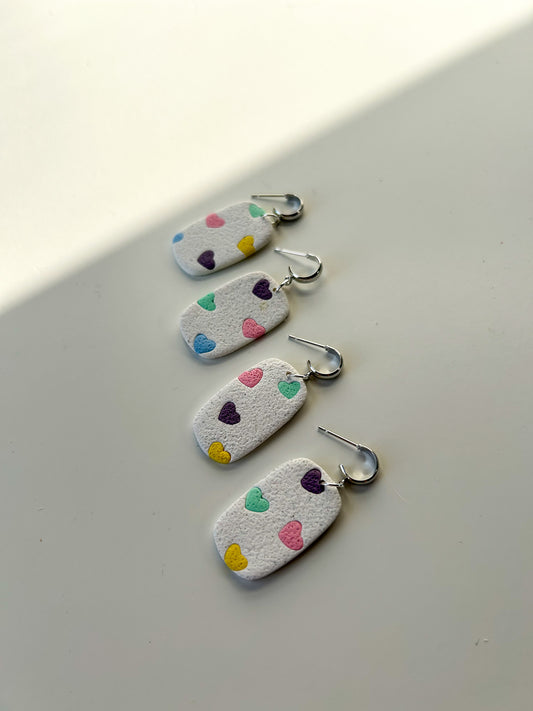 Rainbow Heart Oval Dangles