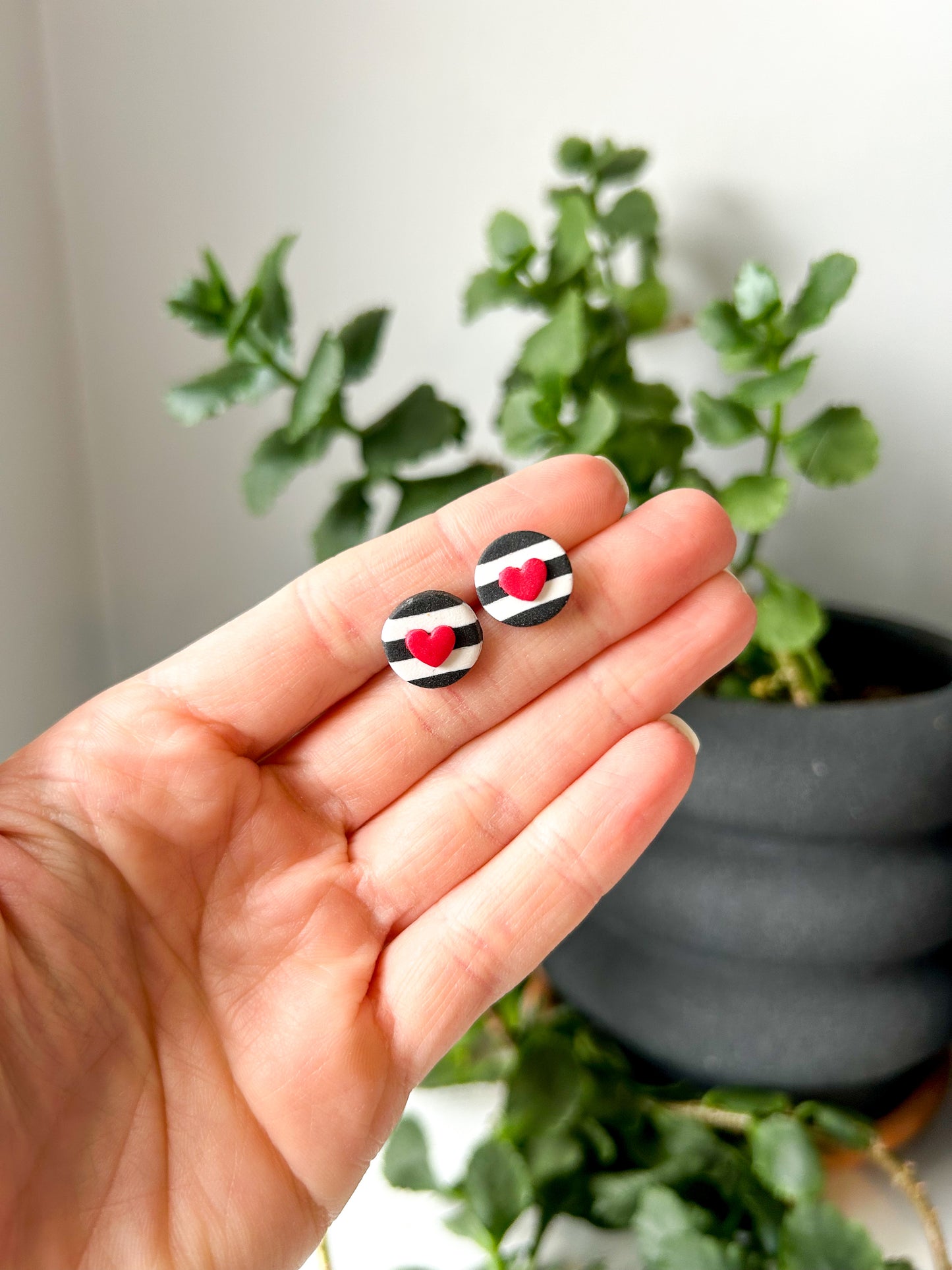 Stripe Heart Studs