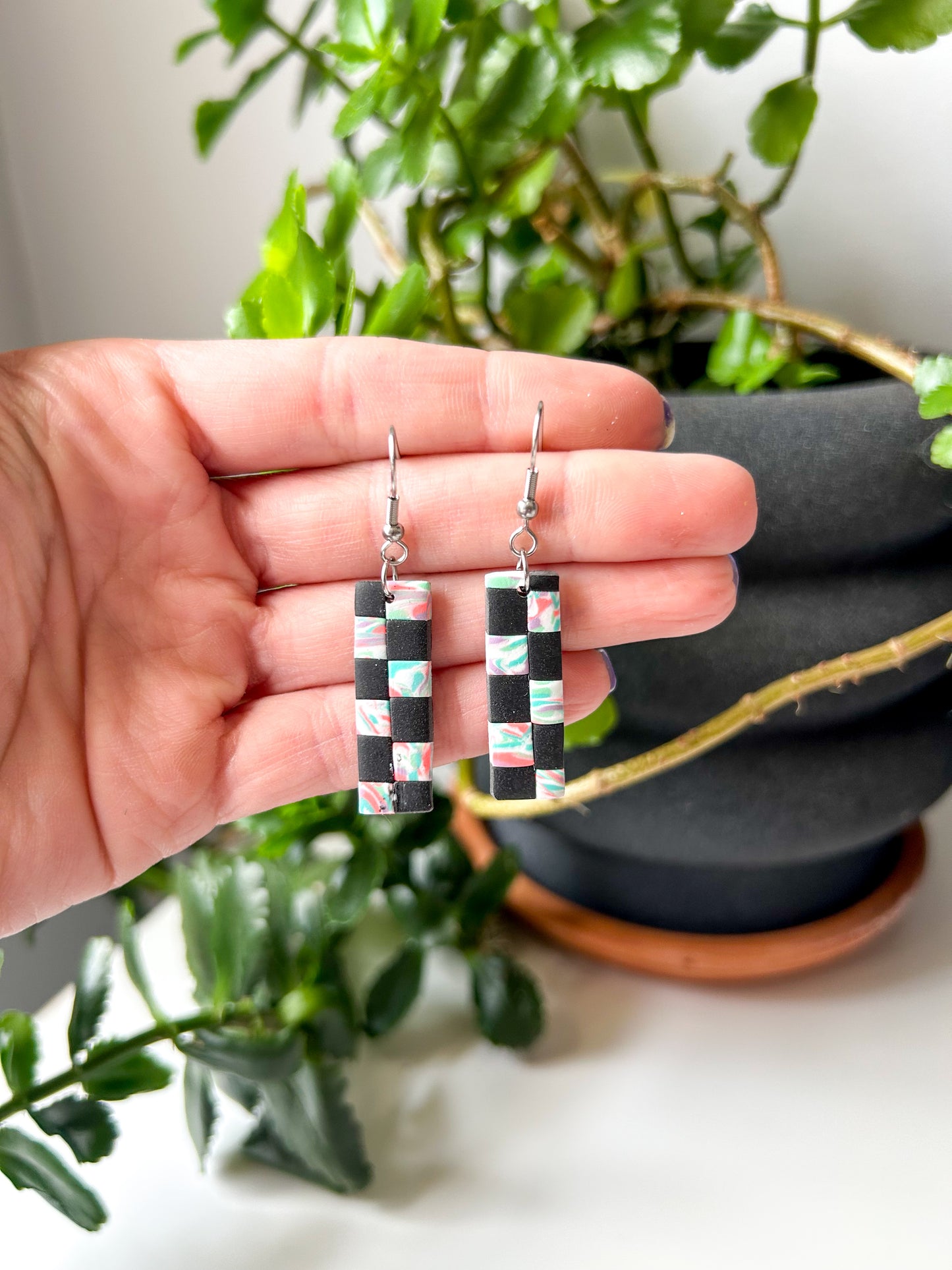 Tie Dye Checker Rod Dangles