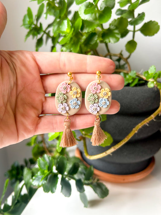 Rainbow Flower Tassel Dangles