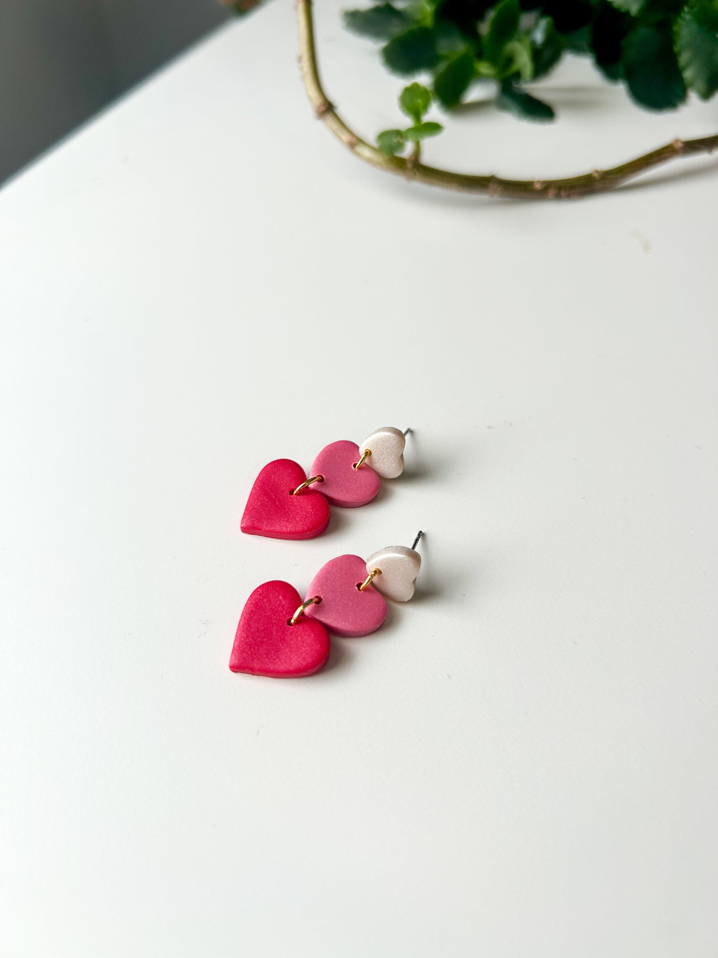 Triple ombre heart stack dangles