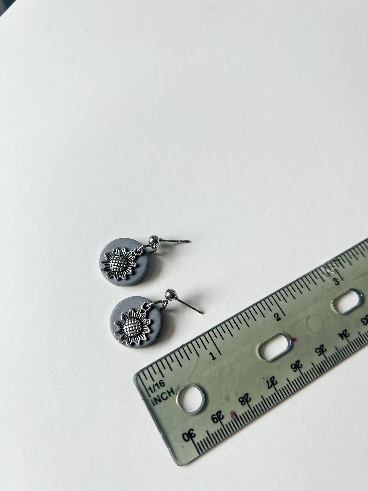 Gray Sunflower Mini Dangles