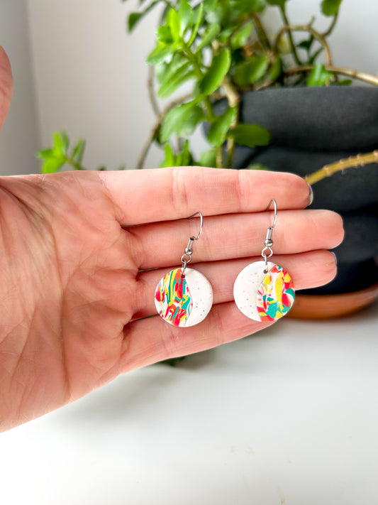 Rainbow Sherbet Swirl Mini Circle Dangles