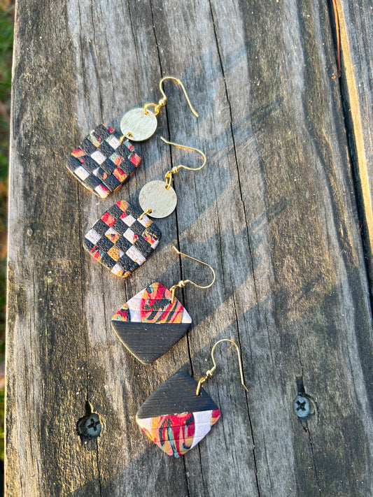 Checker and Swirl Square Dangles