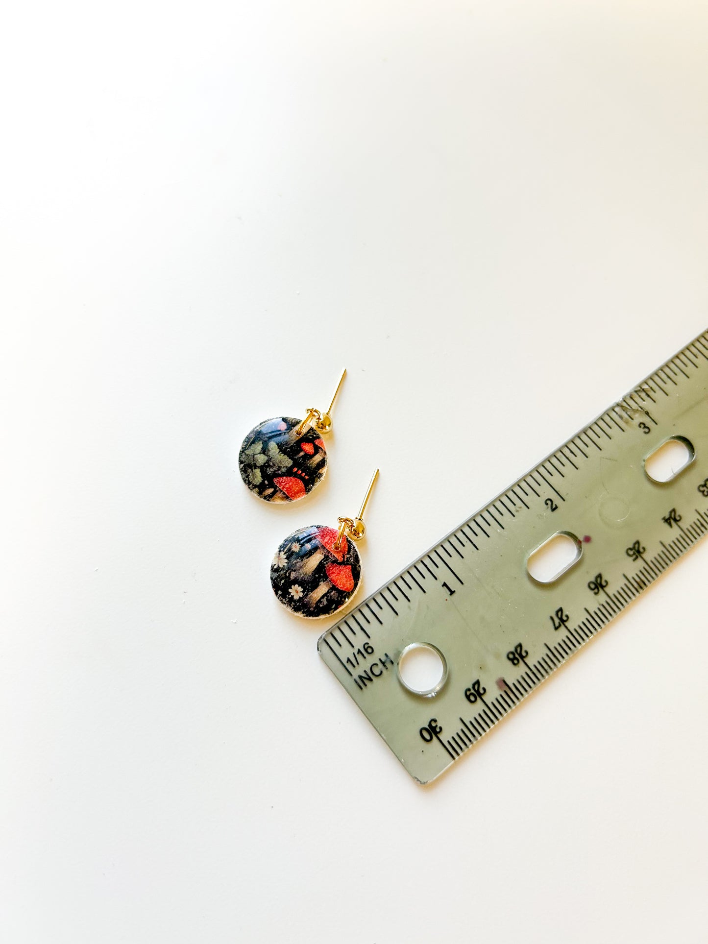 Dark Mushroom Mini Circle Dangles