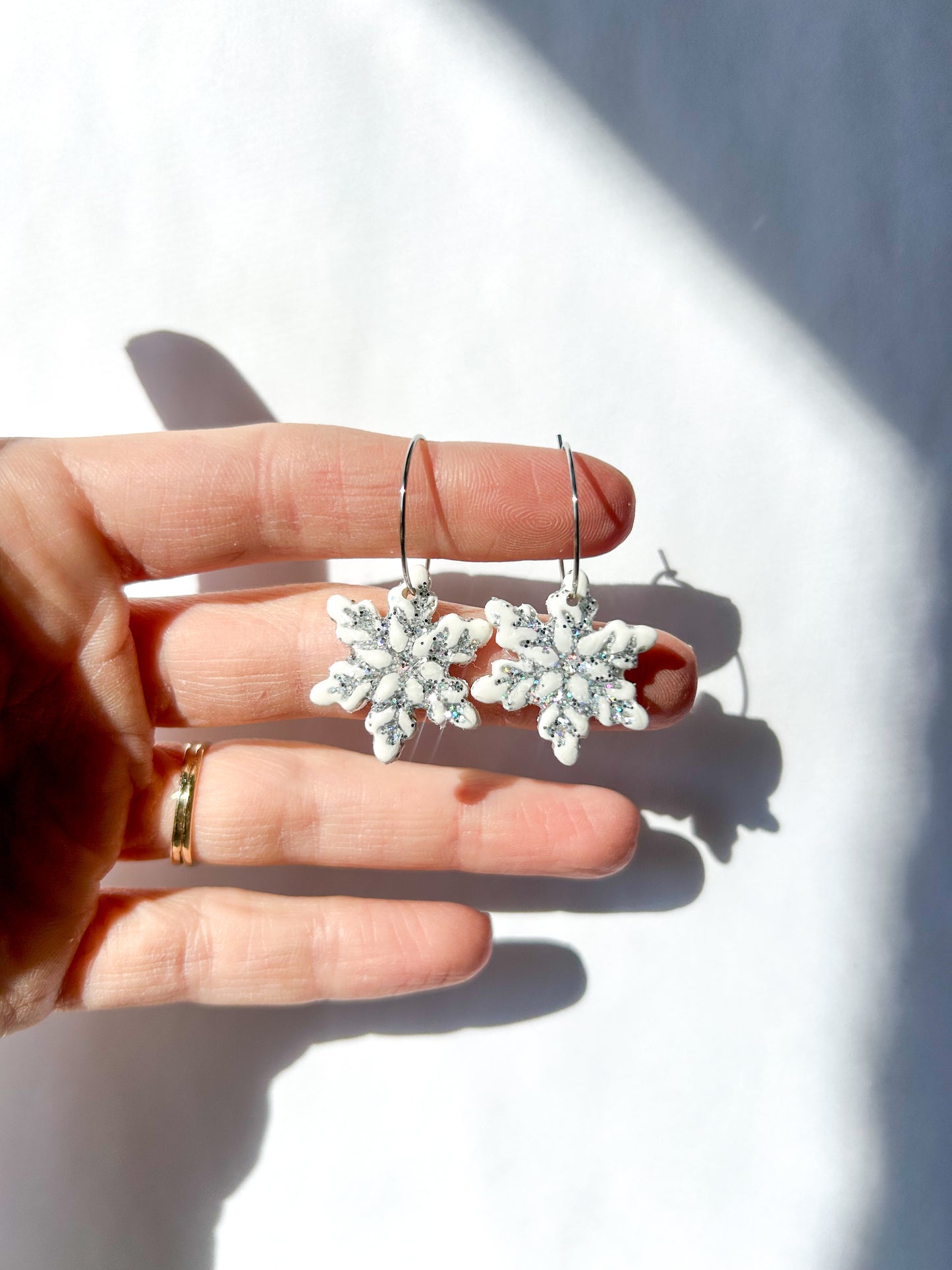 Snowflake Glitter Hoops