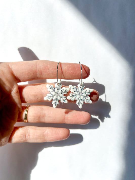 Snowflake Glitter Hoops