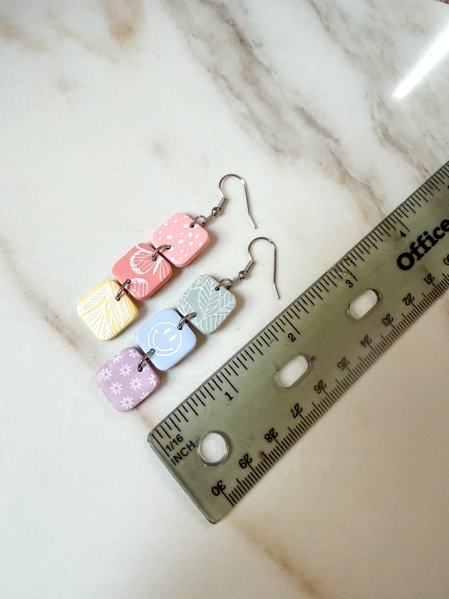 Patterned Rainbow Square Dangles