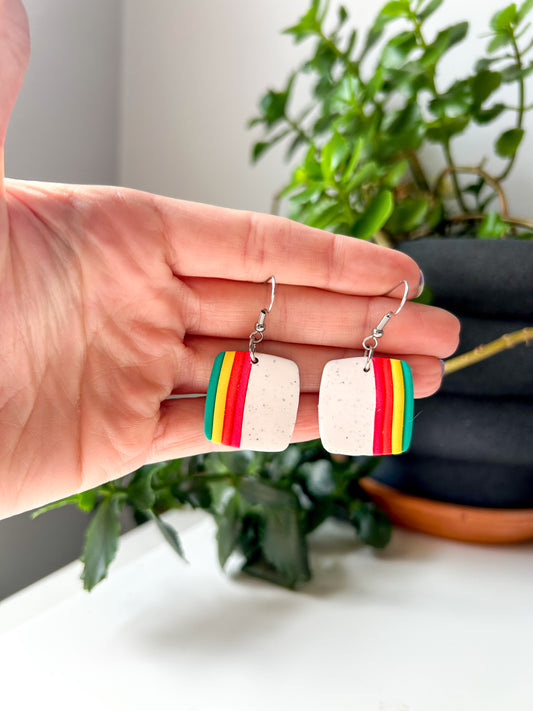 Rainbow Stripes Large Square Dangles