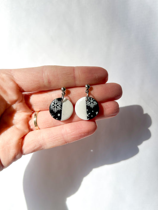 1/2 Black Snowflake Dangles
