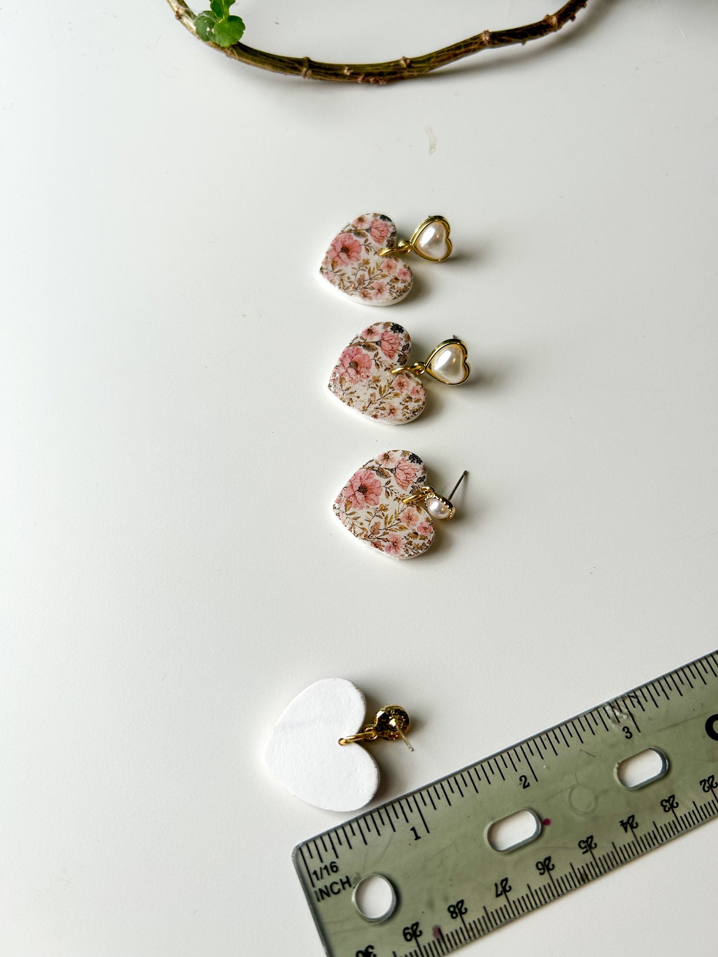 Floral Heart Pearl Top Dangles