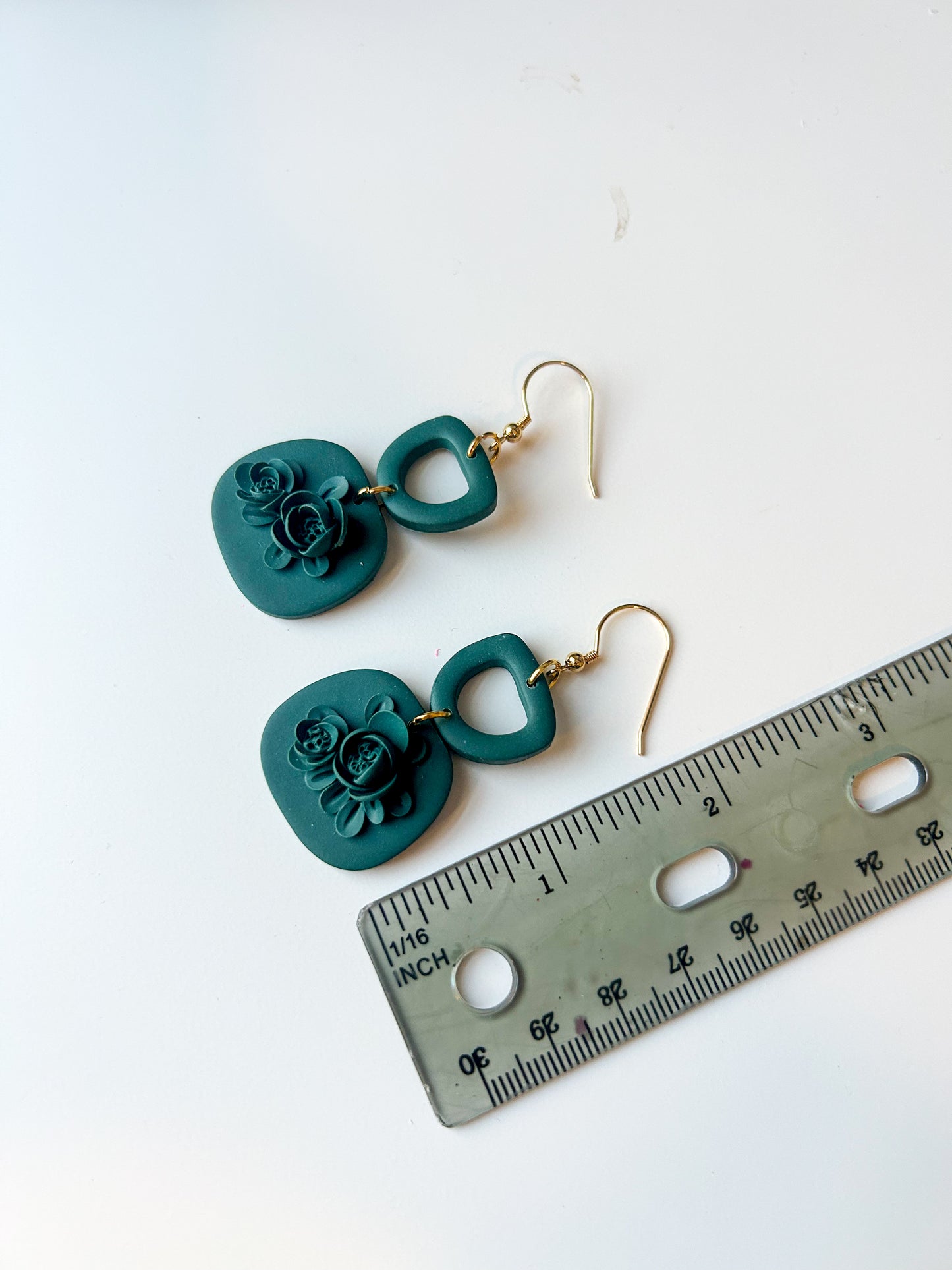 Deep Green Rose Dangles