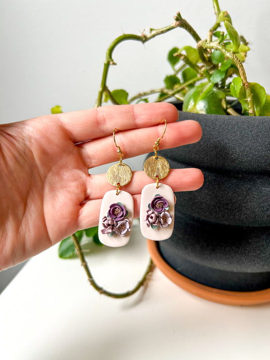 Purple Flower Drop Dangles