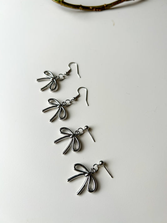 Silver and Gold Metal Bow Dangles