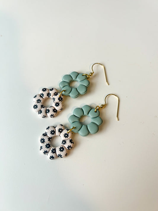 Black Daisy and Green Dangles