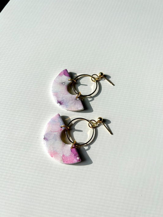 Watercolor Floral Scoop Dangles