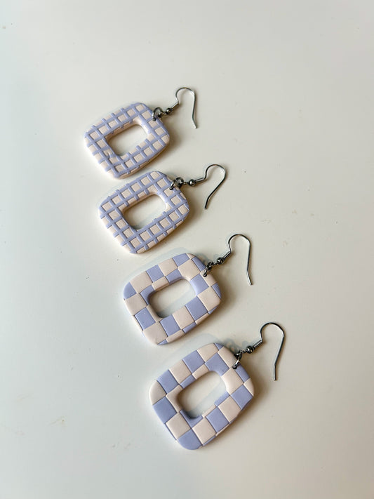 Cream and Periwinkle Donut Dangles