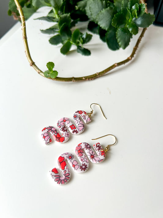 Retro Valentine’s Day Floral Squiggle Dangles