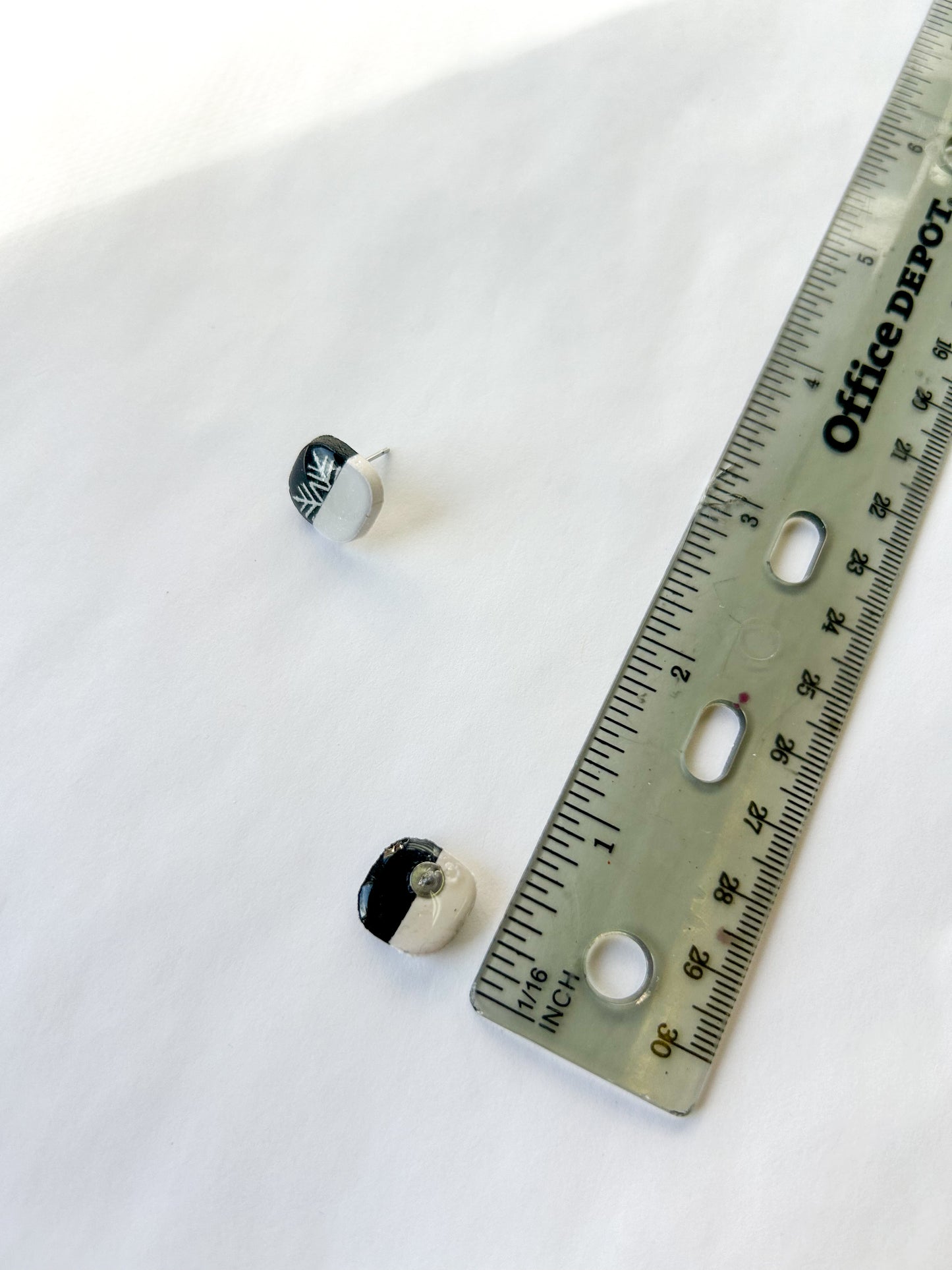1/2 Black Snowflake Studs