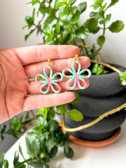 Striped Cutout Flower Dangles