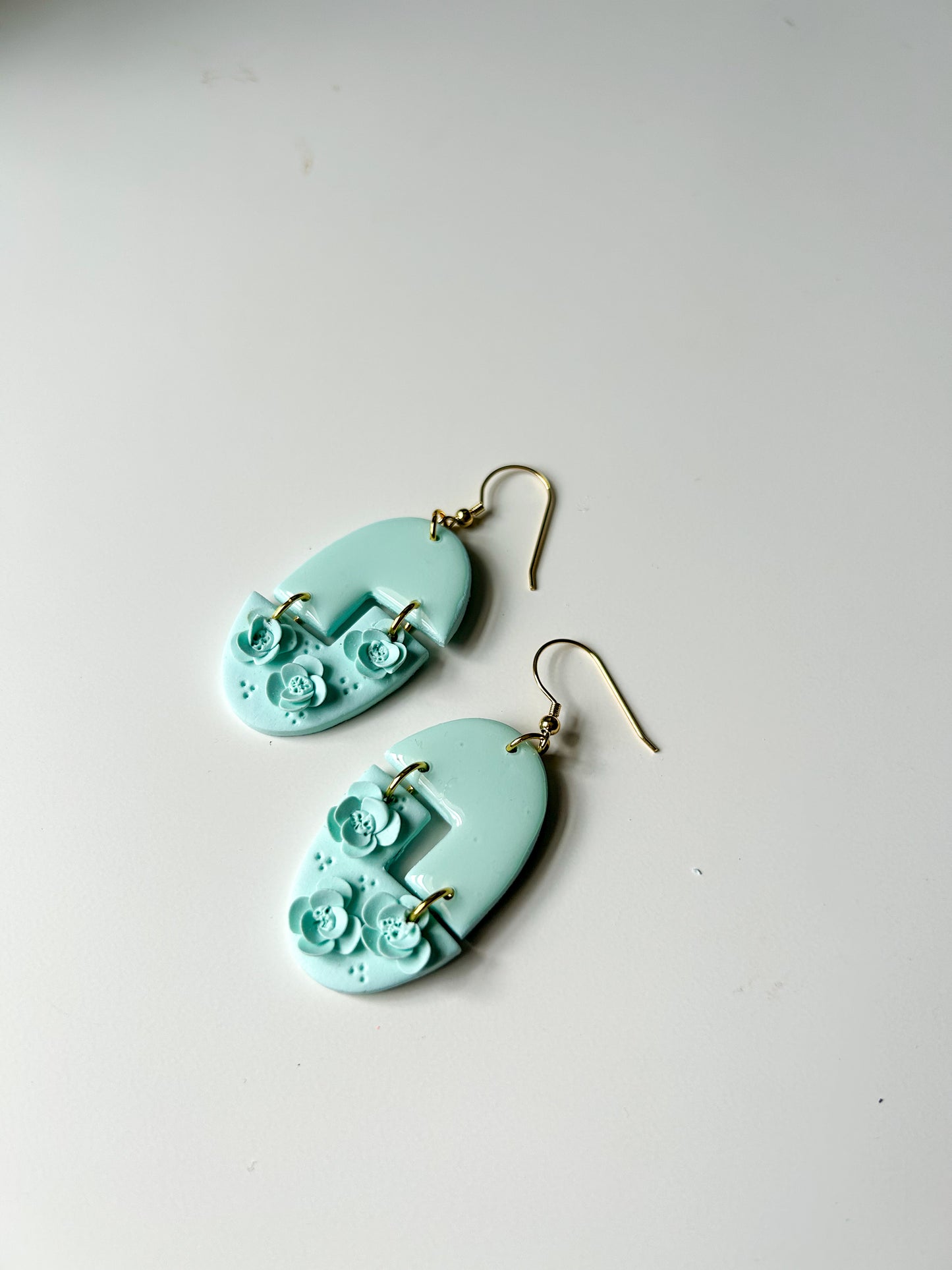 Mint 3D Flower Puzzle Dangles