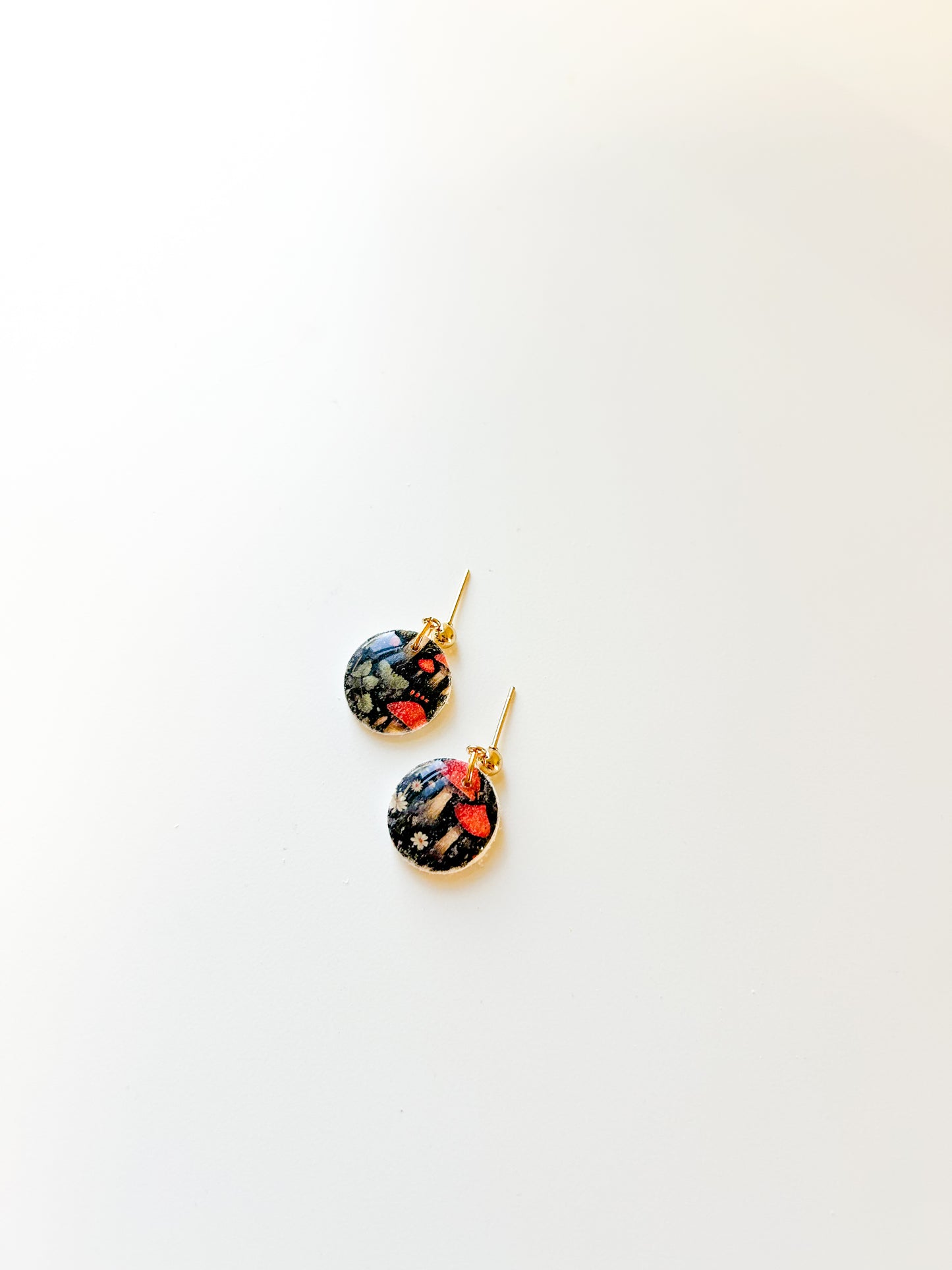Dark Mushroom Mini Circle Dangles
