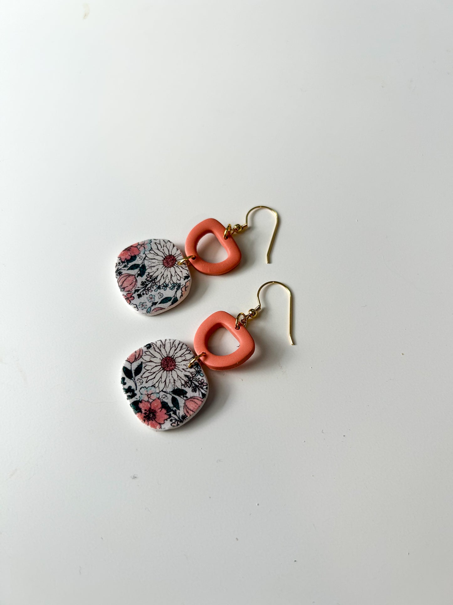 Orange Top Classic Floral Dangles