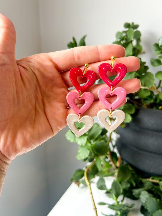 Large Ombre Cutout Heart Dangles