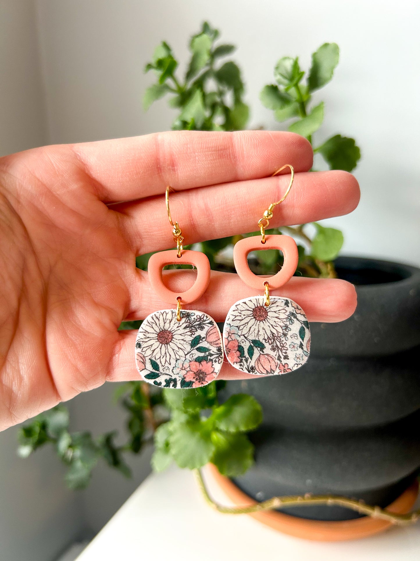 Orange Top Classic Floral Dangles