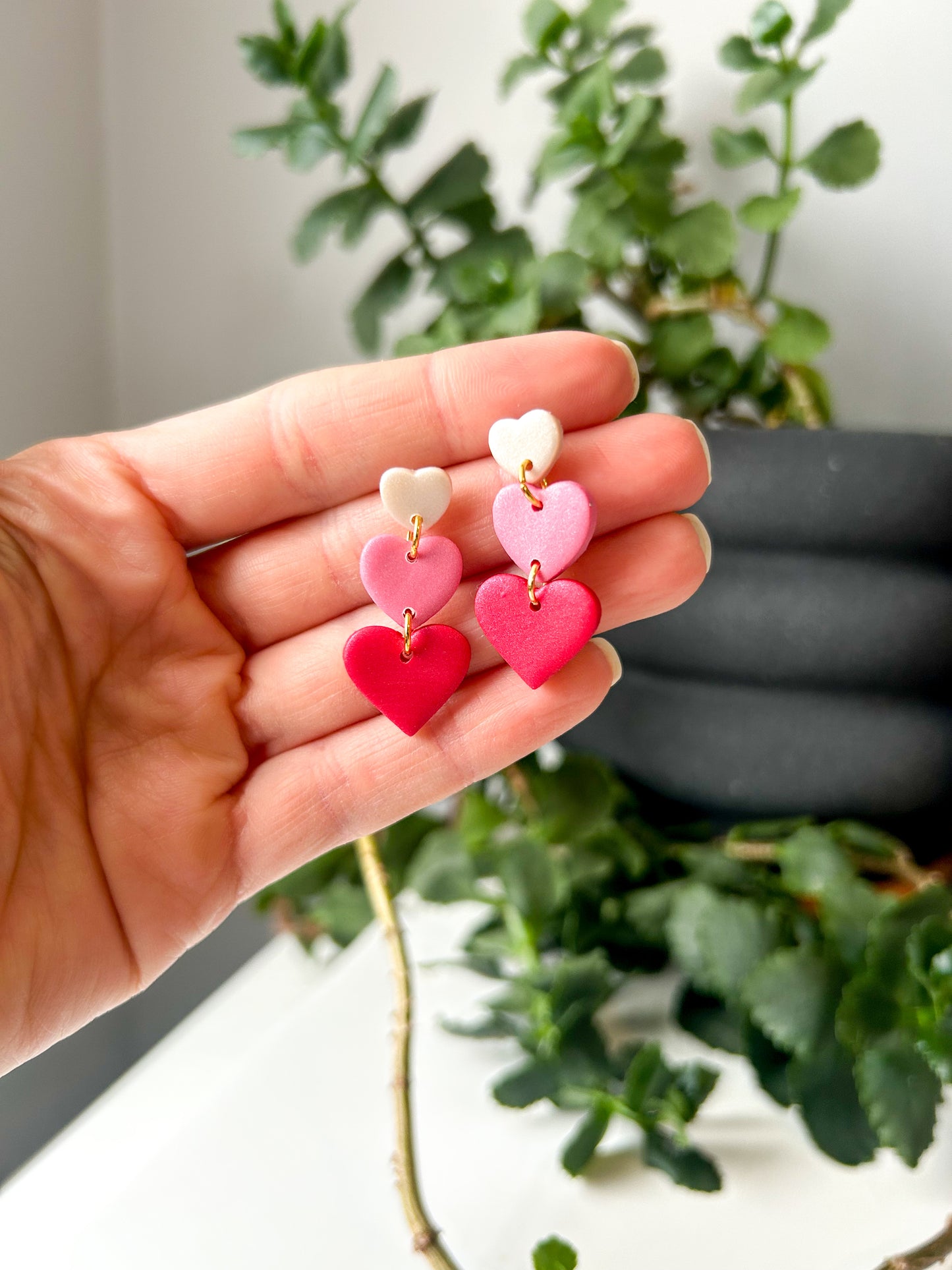 Triple ombre heart stack dangles