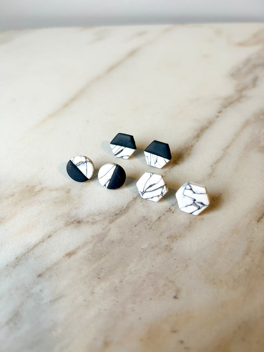 Color block marble studs