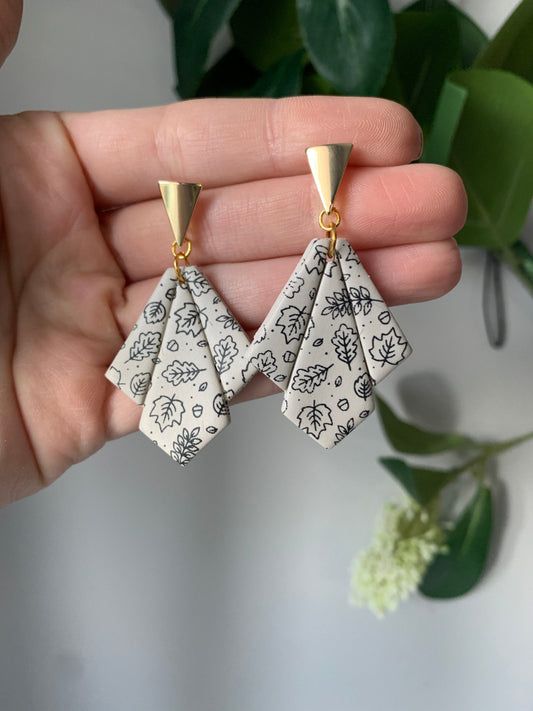 Fall Stencil Folded Fan Dangles